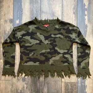 Liberty Valor Girls Green Camo Knit Top Long Sleeve Shirt Sweater Sz 10/12